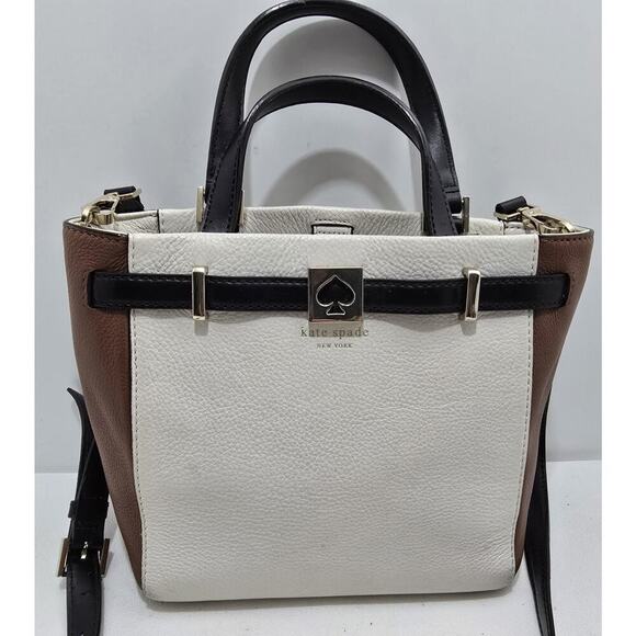 Kate Spade Houston Street Leo Pebble Leather Satchel Bag Color Block - Picture 2 of 13